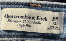 Load image into Gallery viewer, Abercrombie & Fitch Womens Blue Denim High Rise Super Skinny Jeans Size 25/0