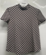 Load image into Gallery viewer, Zara Womens Multicolor Chevron Short Sleeve Mock Neck Blouse Top Size Small