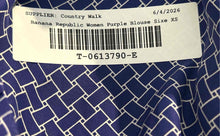 Load image into Gallery viewer, Banana Republic Womens Blue White Geometric Silk Puff Sleeve Blouse Top Size XS