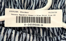Load image into Gallery viewer, Banana Republic Womens Blue Geometric Print Long Sleeve Peplum Blouse Top Sz XS