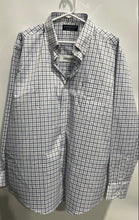 Load image into Gallery viewer, Tailorbyrd Mens White Blue Plaid Stretch Performance Button-Up Shirt Size XL