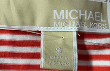 Load image into Gallery viewer, Michael Kors Womens Red White Striped Printed Cold-Shoulder Blouse Top Size S