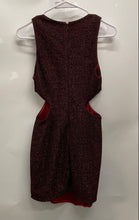 Load image into Gallery viewer, Express Womens Red Shimmer Sleeveless Square Neck Cut Out Waist Mini Dress Sz 4