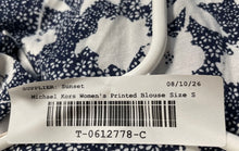 Load image into Gallery viewer, Michael Kors Womens Blue White Floral 3/4 Sleeve Round Neck Blouse Top Size S