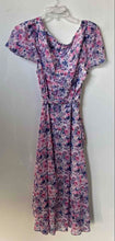 Load image into Gallery viewer, DKNY Womens Multicolor Floral Printed Flutter Sleeve Tie Waist Wrap Dress Sz 14