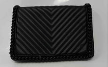 Load image into Gallery viewer, Aldo Womens Black Chevron Leather Adjustable Chain Strap Crossbody Bag
