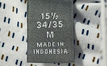 Load image into Gallery viewer, Michael Kors Mens Blue Printed Cotton Slim Fit Untucked Length Dress Shirt Sz M