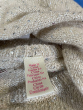 Load image into Gallery viewer, Penguin Womens Beige Sequin Crew Neck Long Sleeve Pullover Sweater Size XS
