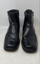 Load image into Gallery viewer, Neolite Mens Black Leather Square Toe Side Zipper Block Heel Ankle Boots Size 8M