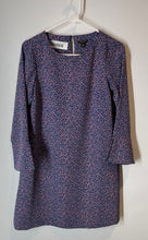 Load image into Gallery viewer, Ann Taylor Womens Blue Pink Dotted Long Sleeve Crew Neck Shift Dress Size 0P