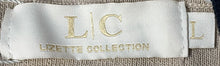 Load image into Gallery viewer, Lizette Collection Womens Beige Black Short Sleeve Collared Blouse Top Size L