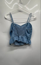 Load image into Gallery viewer, Forever 21 Womens Blue Denim Button-Front Smocked Back Cropped Tank Top Size M