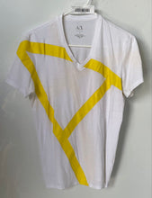 Load image into Gallery viewer, Armani Exchange Mens White Yellow Short Sleeve Pullover T-Shirt Size Small
