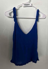 Load image into Gallery viewer, Zara Womens Blue Ruffle Trim Sleeveless Deep V-Neck Tank Top Size Small