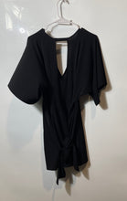 Load image into Gallery viewer, Express Womens Black Short Sleeve Tie Back Plunge V-Neck One-Piece Romper Size M
