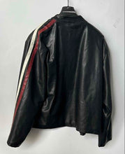 Load image into Gallery viewer, Red Camel Mens Black Color Faux Leather Side Striped Biker Jacket Size XL