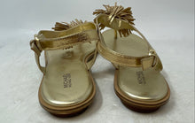 Load image into Gallery viewer, Michael Kors Womens Lolita Gold Metallic Leather Tassel Thong Sandals Size 11M