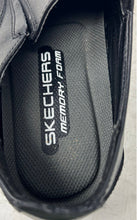 Load image into Gallery viewer, Skechers Mens 64214 Black Leather Square Toe Slip-On Loafer Shoes Size 6.5