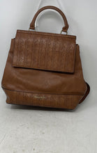 Load image into Gallery viewer, Darcy Marks London Womens Brown Woven Texture Faux Leather Convertible Backpack