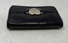 Load image into Gallery viewer, Brighton Womens Black Leather Folding Snap Heart Shaped Concho Wristlet Wallet