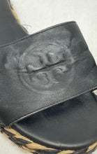 Load image into Gallery viewer, Authentic Tory Burch Womens Black Espadrille Slide Sandals Size 9.5M Damaged