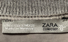 Load image into Gallery viewer, Zara Womens Gray Short Sleeve Front Zipper Side Slits Kimono Blouse Size Small