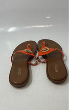 Load image into Gallery viewer, Michael Kors Womens Conway Orange Gold Slip-On Flat T-Strap Sandals Size 7.5