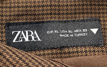 Load image into Gallery viewer, Zara Womens Brown Houndstooth Print Flat Front Tweed Hot Pants Shorts Size XL
