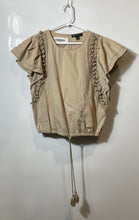 Load image into Gallery viewer, INC International Concepts Womens Beige Flutter Sleeve Cropped Blouse Top Size M