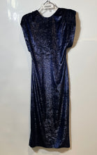 Load image into Gallery viewer, Zara Womens Blue Shimmery Glitter Short Sleeve Tie Open Back Maxi Dress Size XS