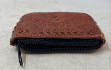 Load image into Gallery viewer, Vintage Brown Nicaragua Embossed Leather Zip Top Mini Coin Wallet