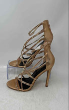 Load image into Gallery viewer, Liliana Womens Gold Pink Peep Toe Back Zip Stiletto Strappy Heels Size 7.5