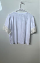 Load image into Gallery viewer, Karl Lagerfeld Womens White Short Sleeve Round Neck Blouse Top Size PXL