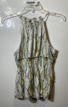 Load image into Gallery viewer, Express Womens Gray Snakeprint Sleeveless Smocked Waist Blouse Top Size XS