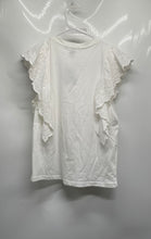 Load image into Gallery viewer, Forever 21 Womens White Cotton Short Flutter Sleeve Crew Neck Blouse Top Size S