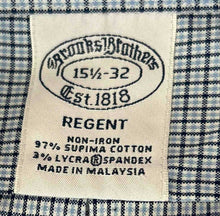 Load image into Gallery viewer, Brooks Brothers Mens Blue Printed Long Sleeve Dress Shirt Size 15 1/2