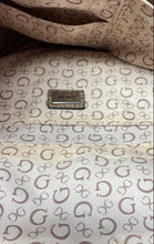 Load image into Gallery viewer, Guess Womens Beige Pink Monogram Print Adjustable Strap Flap Drawstring Backpack