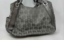 Load image into Gallery viewer, Michael Kors Womens Ludlow Silver Gray Monogram Print Inner Pockets Shoulder Bag