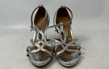 Load image into Gallery viewer, Vizzano Womens Silver Open-Front Buckle Stiletto Ankle Strap Heels Size 4
