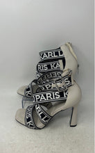 Load image into Gallery viewer, Karl Lagerfeld Womens Careliz White Black Stiletto Buckle Strappy Sandals Sz 10M