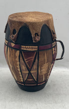 Load image into Gallery viewer, Carved Wooden African Tribal Drum Maputo Souvenir Fur Hide Top With Handle