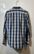 Load image into Gallery viewer, Nautica Mens Blue Plaid Cotton Collared Long Sleeve Button-Up Shirt Size Small