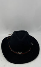 Load image into Gallery viewer, Mens Black Wide Brim Classic Western Cowboy Fedora Hat