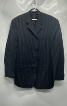 Load image into Gallery viewer, Umberto Ferrari Mens Black Striped Notch Lapel Three-Button Blazer Size 44L-38W