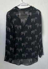 Load image into Gallery viewer, Banana Republic Womens Black White Zebra Print Long Sleeve Blouse Top Size S