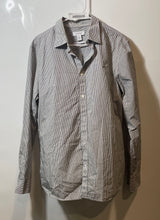 Load image into Gallery viewer, Calvin Klein Mens Black White Pinstripe Print Slim Fit Button-Up Shirt Size L