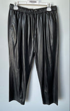 Load image into Gallery viewer, Zara Womens Black Faux Leather Elastic Waist Drawstring Ankle Pants Size Medium