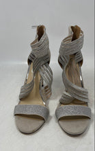 Load image into Gallery viewer, Jessica Simpson Womens Jivero Silver Open Toe Back Zip High Strappy Heels Sz 9M