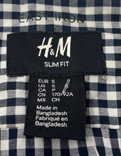 Load image into Gallery viewer, H&M Mens Black White Gingham Long Sleeve Slim Fit Easy-Iron Button-Up Shirt Sz S