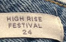 Load image into Gallery viewer, Pacsun Womens Blue Denim High-Rise Pockets Festival Cut-Off Shorts Size 24